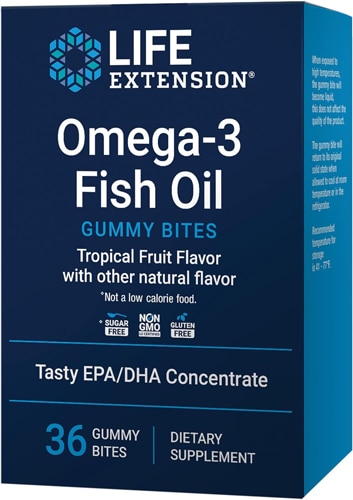 Life Extension Omega-3 Fish Oil Gummy Bites Tropical Fruit