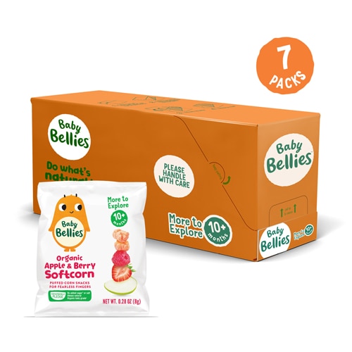 Little Bellies Toddler Snacks Organic Softcorn Puffs Apple & Berry