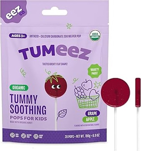 Lolleez Kids Tumeez Organic Tummy Soothing Pops 3+ Years Grape Apple