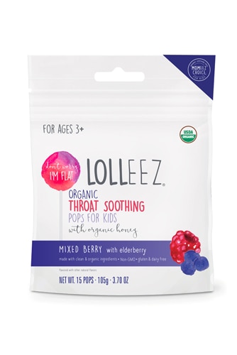 Lolleez Organic Throat Soothing Pops for Kids 3+ Years Mixed Berry