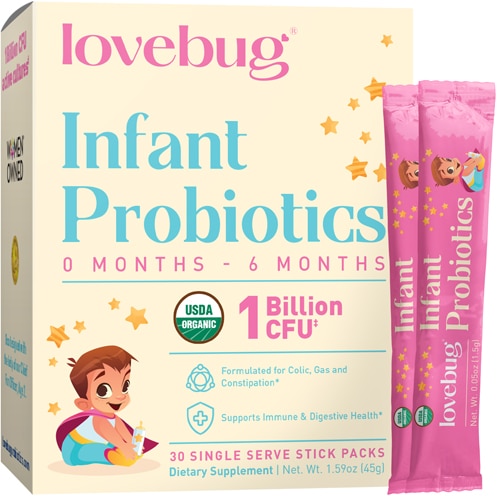LoveBug Probiotics Organic Infant Colic Gas Digestive Health