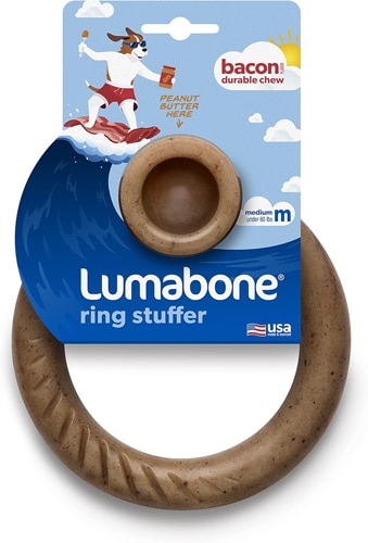 Lumabone Ring Stuffer Dog Chew Toy Bacon - Medium