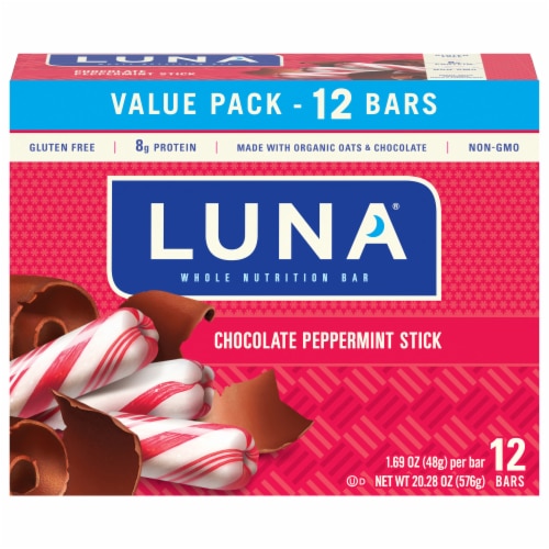 Luna Gluten Free Whole Nutrition Bars Chocolate Peppermint Stick