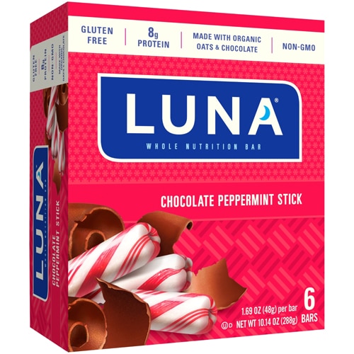 Luna Gluten Free Whole Nutrition Bars Chocolate Peppermint Stick