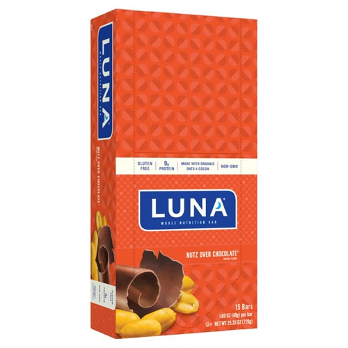 Luna Gluten Free Whole Nutrition Bars Nutz Over Chocolate