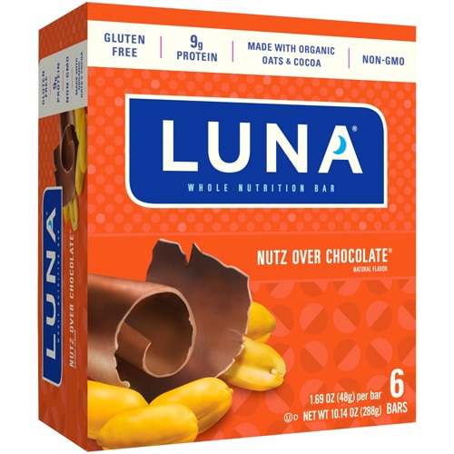 Luna Gluten Free Whole Nutrition Bars Nutz Over Chocolate