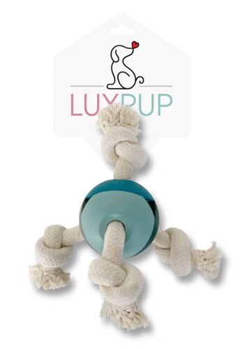 Lux Pup Dog Tug & Chew Toy Ball with Rope Knots