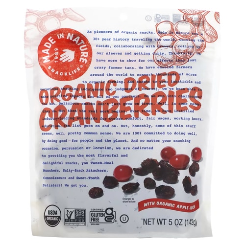 Made In Nature Organic Dried Cranberries Cranberries