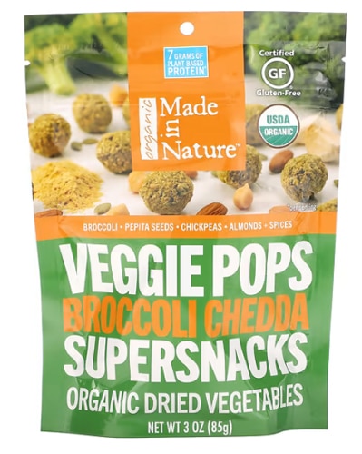 Made In Nature Organic Veggie Pops Supersnacks Brocolli Cheddar