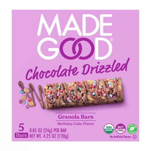 MadeGood Organic Chewy Chocolate Drizzled Granola Bars Birthday Cake
