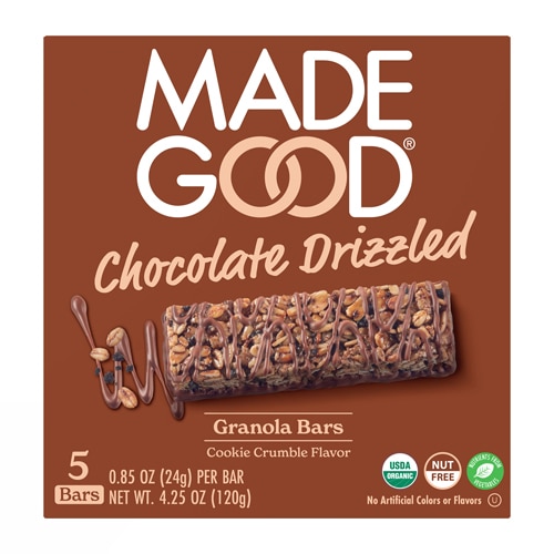MadeGood Organic Chewy Chocolate Drizzled Granola Bars Cookie Crumble