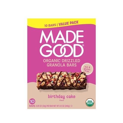 MadeGood Organic Chocolate Drizzled Granola Bars Birthday Cake