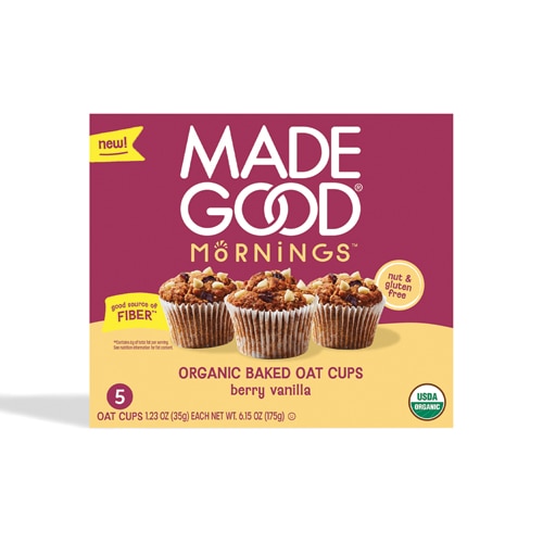 MadeGood Organic Mornings Baked Oat Cups Berry Vanilla