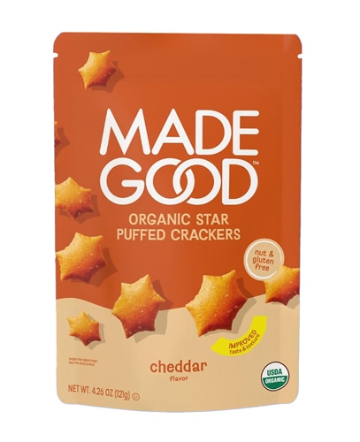 MadeGood Organic Star Puffed Crackers Cheddar