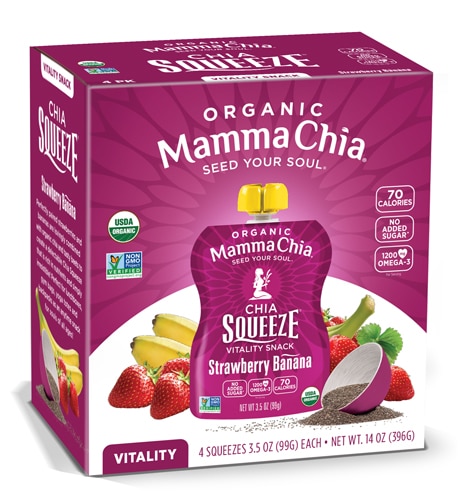 Mamma Chia Organic Chia Squeeze Vitality Snack Strawberry Banana