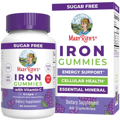 MaryRuth's Iron Gummies With Vitamin C - Sugar Free Essential Mineral Grape