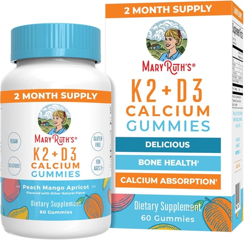 MaryRuth's K2+D3 Calcium Gummies Peach Mango & Apricot