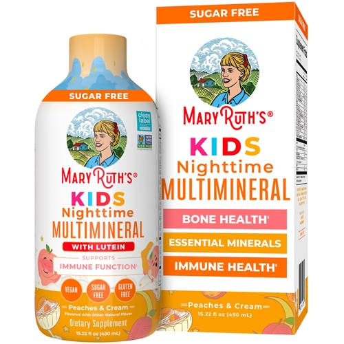 MaryRuth's Kids Nighttime Multimineral Liquid with Luten Peaches & Cream