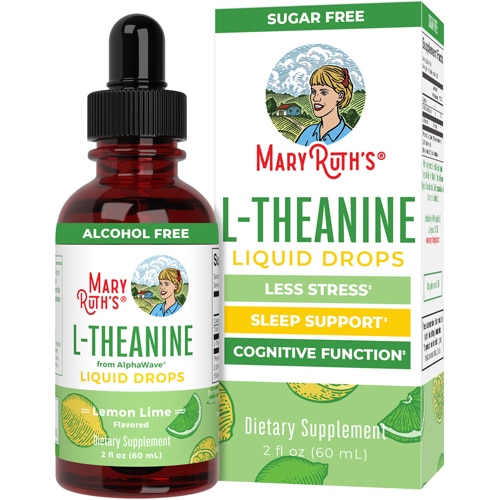 MaryRuth's L-Theanine Drops From AlphaWave - For Sleep Support Cognitive Function Stress Management Lemon Lime