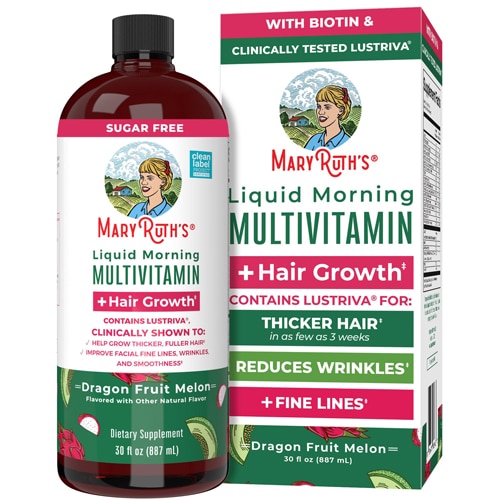 MaryRuth's Liquid Morning Multivitamin + Hair Growth Dragonfruit Melon
