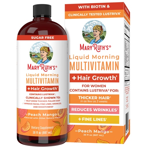 MaryRuth's Morning Multivitamin + Hair Growth Liquid Peach Mango