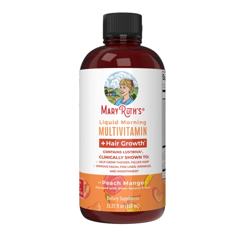 MaryRuth's Morning Multivitamin + Hair Growth Liquid Peach Mango