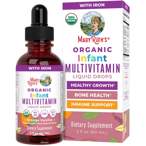 MaryRuth's Organic Infant Multivitamin + Iron Drops Vanilla Orange