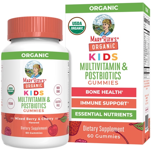 MaryRuth's Organic Kids Multivitamin & Postbiotics Gummies Mixed Berry & Cherry