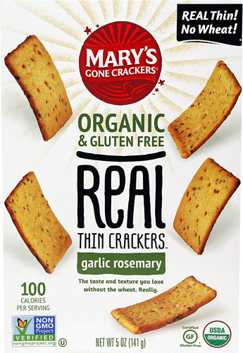 Mary's Gone Crackers Organic Real Thin Crackers Gluten Free Garlic Rosemary