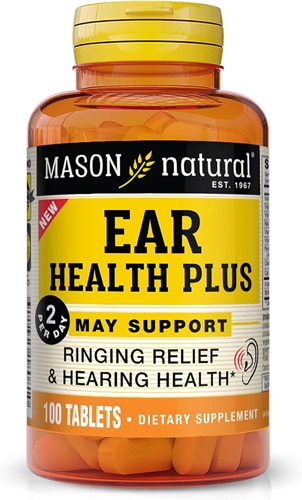 Mason Natural Ear Health Plus with B Vitamins Supports Ringing Ears and Inner Ear Health
