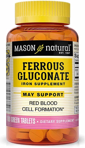 Mason Natural Ferrous Gluconate Iron Supplement Supports Red Blood Cell Formation
