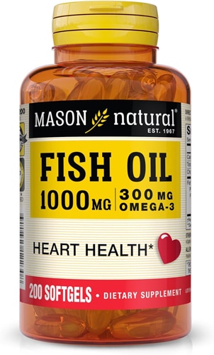 Mason Natural Fish Oil 1000 mg with 300 mg Omega-3 Support Heart Health