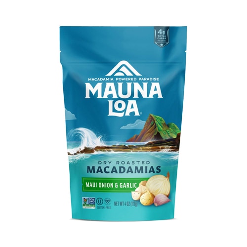 Mauna Loa Macadamias Dry Roasted Non GMO Maui Onion & Garlic