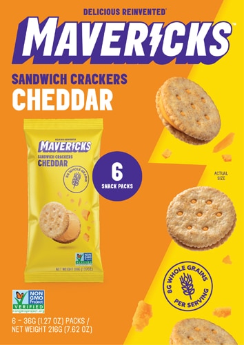 Mavericks Sandwich Crackers Non-GMO Cheddar
