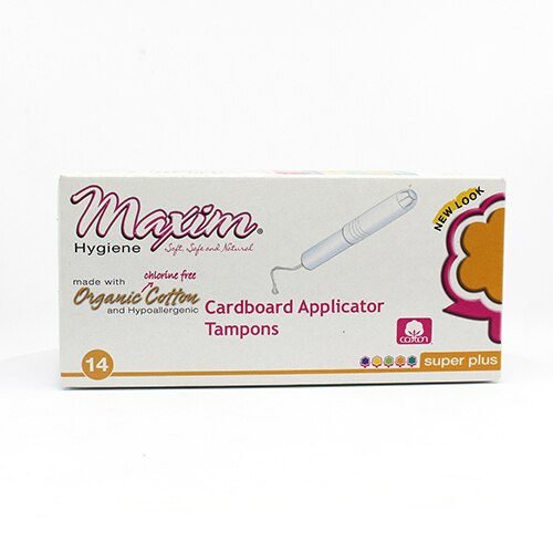 Maxim Organic Cotton Tampons Cardboard Applicator - Super