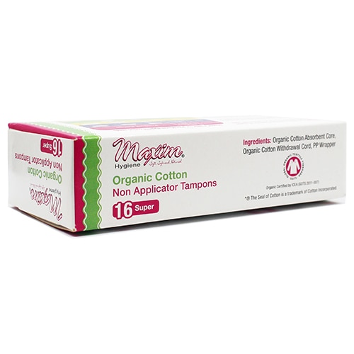 Maxim Organic Cotton Tampons Non Applicator - Super