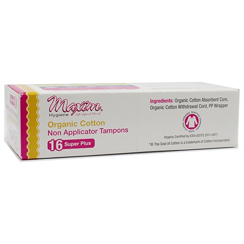 Maxim Organic Cotton Tampons Non Applicator - Super Plus