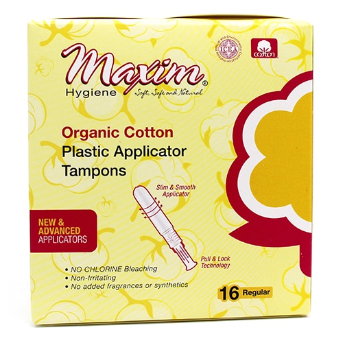 Maxim Organic Cotton Tampons Plastic Applicator - Regular