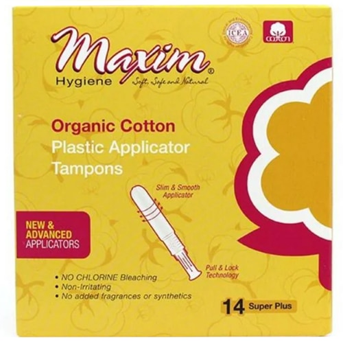 Maxim Organic Cotton Tampons Plastic Applicator - Super Plus