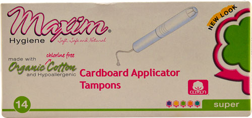 Maxim Organic Cotton Tampons Super with Cardboard Applicator