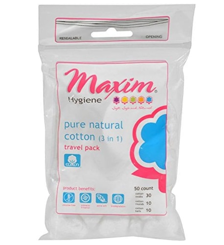 Maxim Organic Cotton Travel Pack Balls - Rounds and Swabs