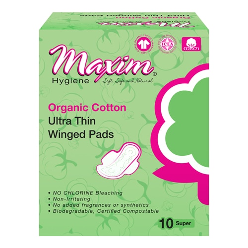 Maxim Organic Cotton Winged Pads Super