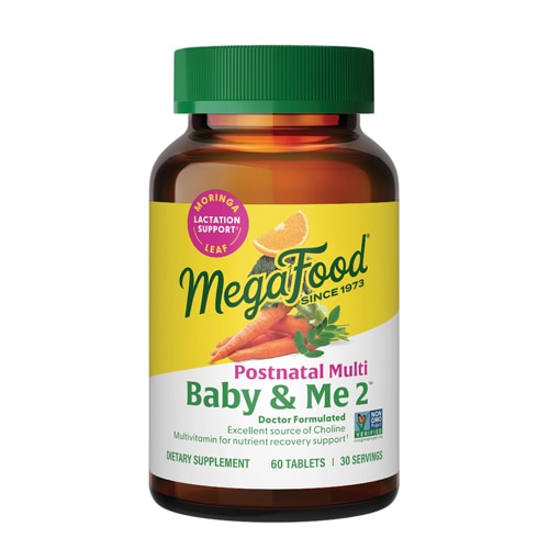 MegaFood Baby & Me 2 Postnatal Multivitamin for Breastfeeding Moms with Choline