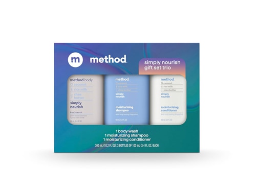 Method Body Wash and Hair Care Gift Set 3.4 oz - 3-Pack Simply Nourish