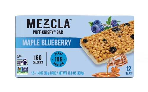 Mezcla Vegan Protein Puff Crispy Bar Maple Blueberry