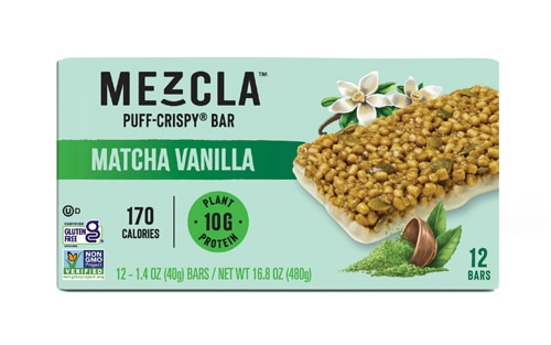 Mezcla Vegan Protein Puff Crispy Bar Matcha Vanilla