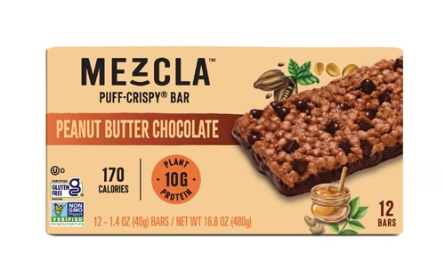 Mezcla Vegan Protein Puff Crispy Bar Peanut Butter Chocolate