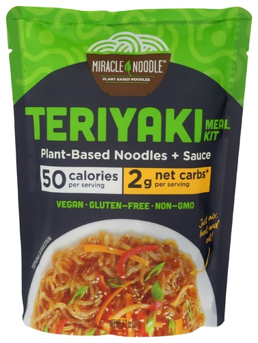 Miracle Noodle Gluten Free Vegan Keto Meal + Plant Based Noodles Teriyaki