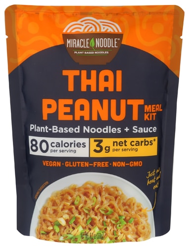 Miracle Noodle Gluten Free Vegan Keto Meal + Plant Based Noodles Thai Peanut