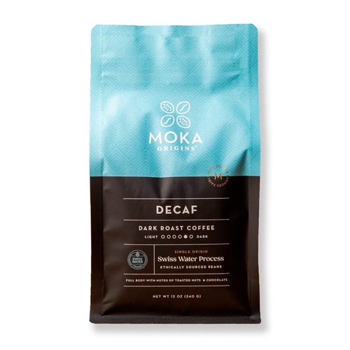 Moka Origins Swiss Water Process Decaf Coffee Ethically Sourced Dark Roast